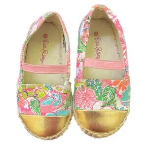 Lilly Pulitzer for Target Floral Kids Espadrilles - Pink and Gold - sz6